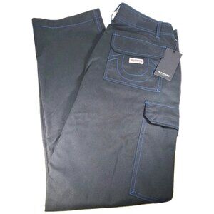True Religion Cargo Pants Men’s Sz 32x32 Black Flap Pockets Baggy Fit 108335 NWT